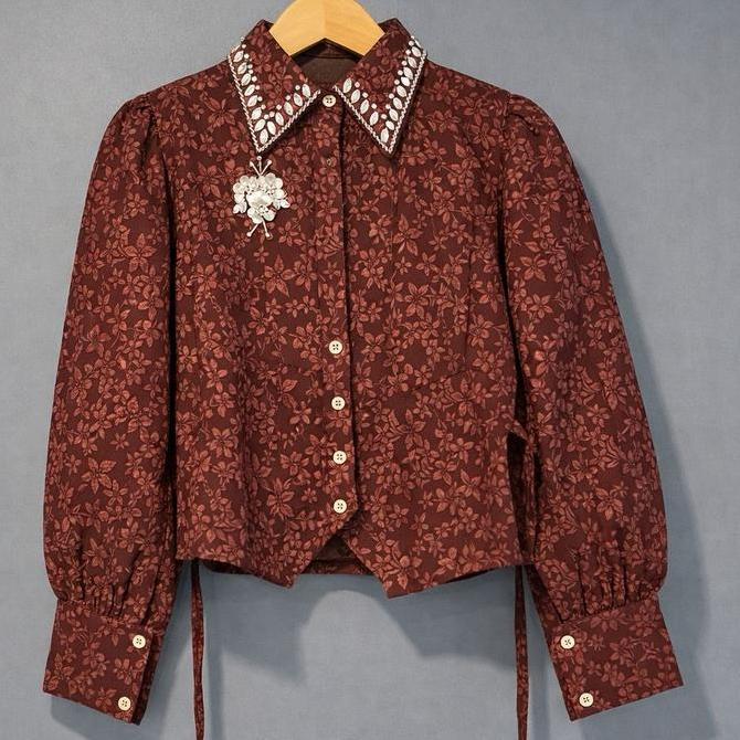 Kirana Jacquard Crop Top Blouse Janggan Kebaya Modern Kebaya Crop Atasan Kebaya NS