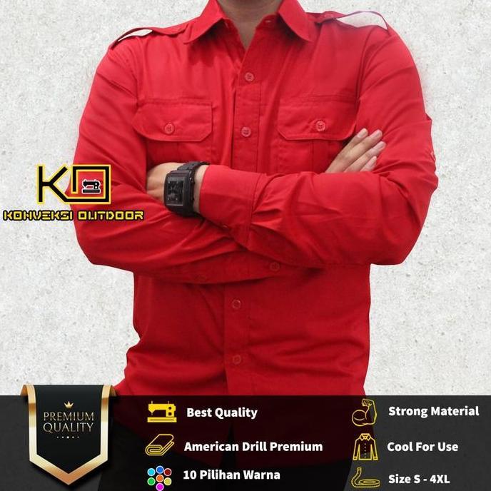 BAJU KEMEJA PDL PDH LAPANGAN OUTDOOR ATASAN PREMIUM PRIA LENGAN PANJANG - Seragam Kerja Kantor Group