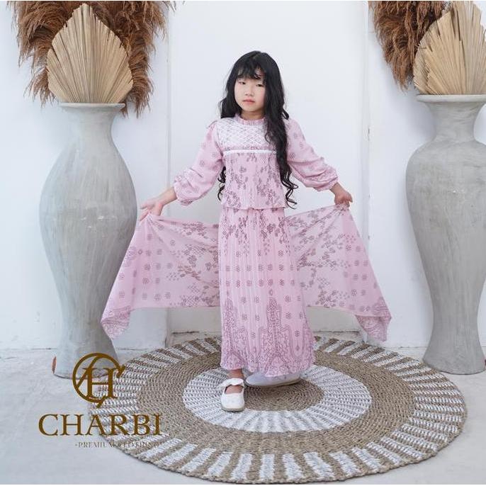 VIONA DRESS PLEATS X LACE ANAK ANAK SET PASHMINA BAN