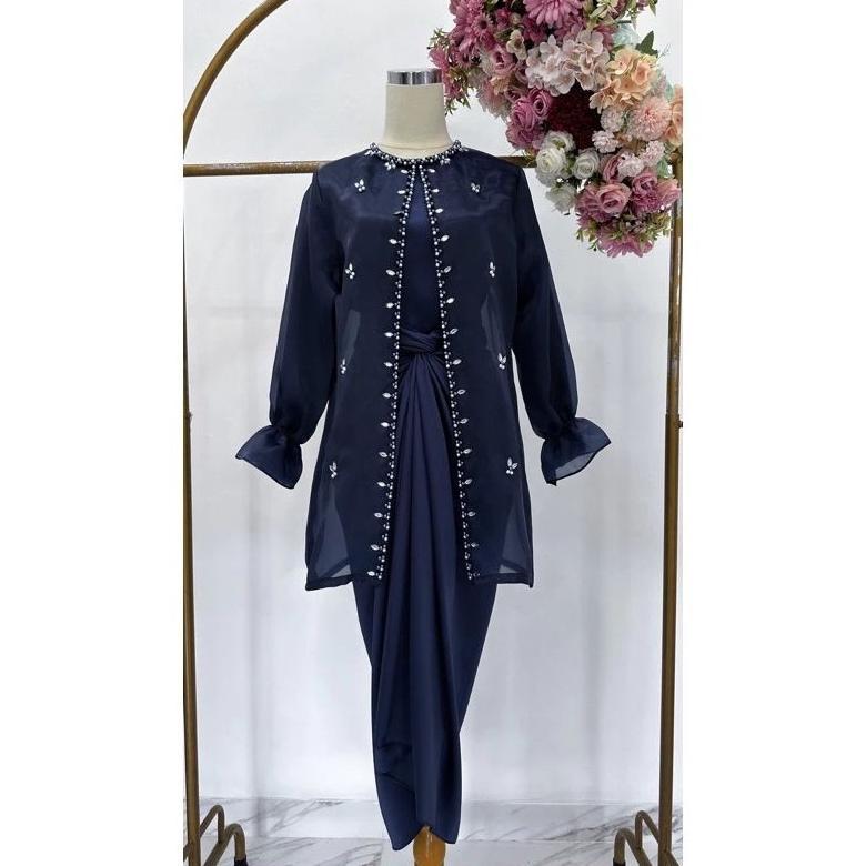 TRENDING SEKARANG Oneset Organza Outer Premium Modern Outfit Kondangan Kekinian One Set Wanita Jemma