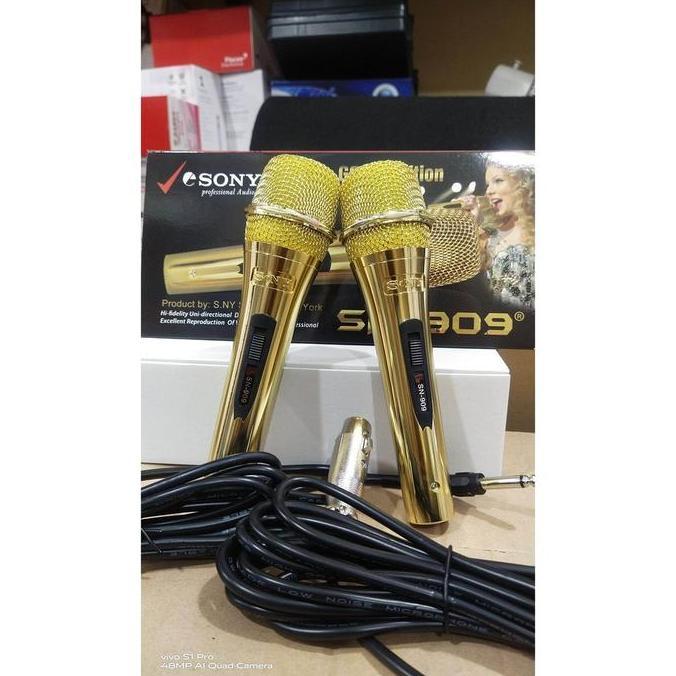 PAKET mic Sony sn 909 gold new promo isi 2 pcs ORIGINAL FREE KABEL 3M