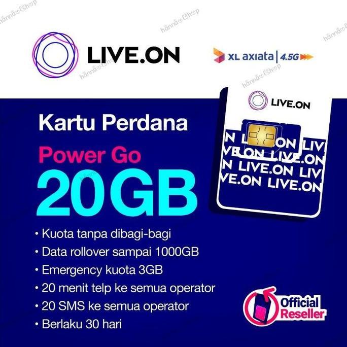 KARTU PERDANA XL LIVE.ON POWER GO 20GB+5GB BONUS+50GB STREAMING