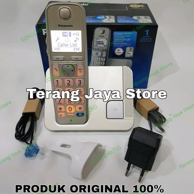 NEW - Telepon Wireless Panasonic KX-TGE210 (Gold) Wireless Phone TGE210
