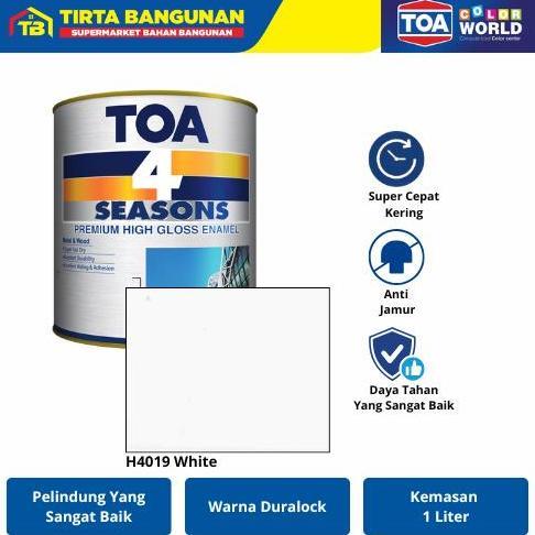 Toa 4 Season Paint Premium High Gloss Enamel Cat Kayu & Besi Glossy Bulat Minimalis 0.9 Lt Hitam Put