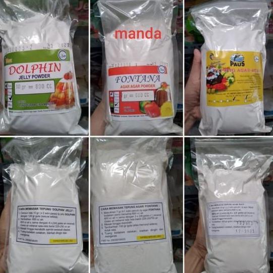 Agar-agar powder bubuk jelly putih plain COD Dolpin Fontana Paus 1kg