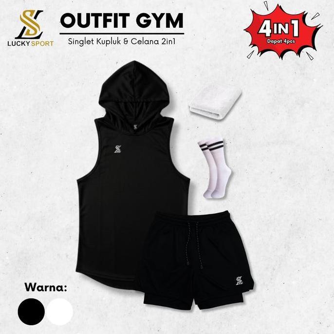 Lucky Sport | Outfit Olahraga Stelan Jersey Hoodie Baju Dan Celana Olahraga Gym Fitness Voli Lari Pr