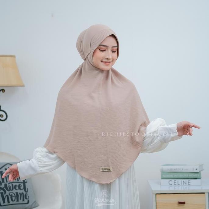 Bergo Instan Pet Tali Crinkle Airflow Ukuran XL Jilbab Khimar Panjang Syar'i