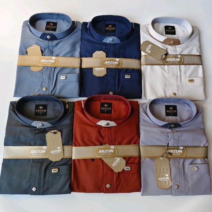 Super Murah, Pakaian Pria Koko Arzun Lengan Pendek Fashion Muslim