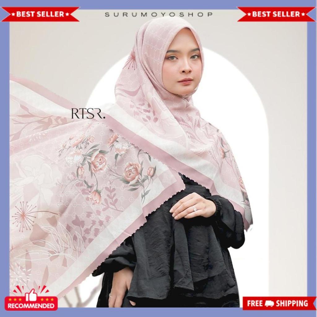 Rtsr Hijab Segiempat Voal Motif Premium Hijab Kekinian Elegan