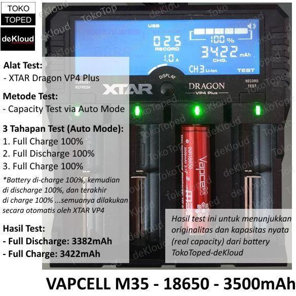 authentic vapcell m35 18650 3500mah 25a battery | batre baterai batere rechargeable cas