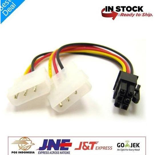 Kabel Konektor Converter Power VGA 6 Pin 6pin To 2 Dual MOLEX 4 Pin