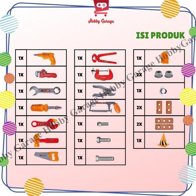 Mainan ToolBox Tools set toys alat perkakas obeng Engineering Tool Box
