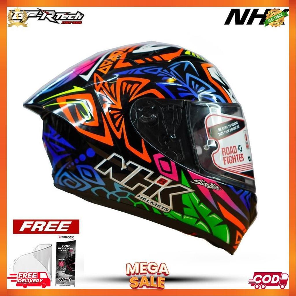 Nhk Helm Gp Prime Ddring Remy Tribe #2 Black Glossy Double Visor + Inclued Paket Pembersih Helm [H2]
