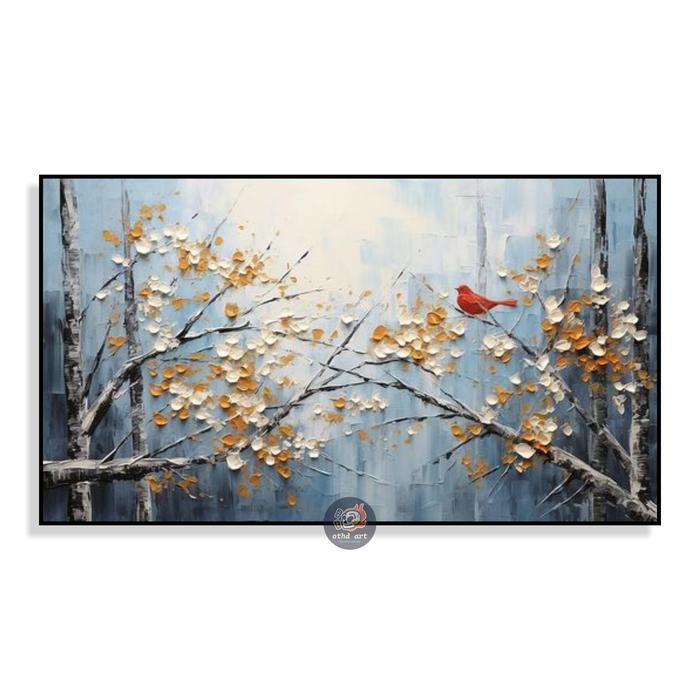 Lukisan Bunga Burung Abstrak Lukisan Textur Lukisan Abstrak Lukisan Asli Lukisan Besar Lukisan Handm