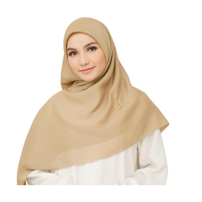 Kerudung Segi Empat Hijab Elzahra Paris Premium 120 Square Wanita Hitam Syari Basic - Voal