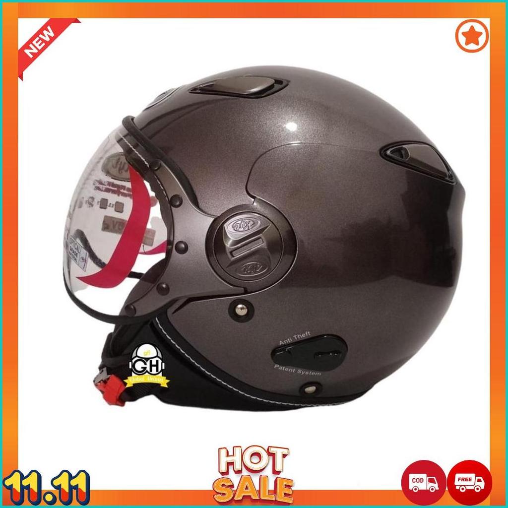 Helm Kyt Elsico Solid Gunmet Half Face Kyt Helm Half Face Kyt Elsico Gunmetal [H2]