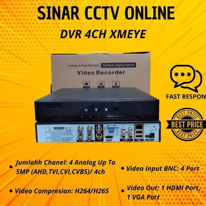 dvr 4ch xmeye 5mp h265 dvr 4channel xmeye 6in1 2560 5mp