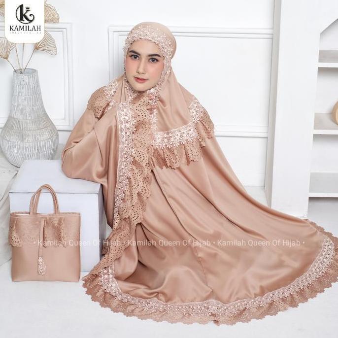 [Beli Lokal] Mukena Dewasa Rempel Silk Lembut  Lasercut Kalung Renda Mewah Cantik  Atasan Bawahan