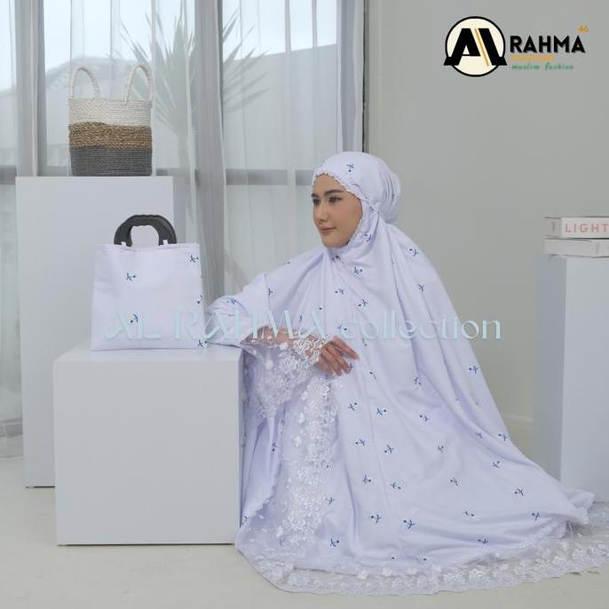 AL RAHMA - Mukena Amira Katun Premium Bordir Tabur Bunga Melati Dengan Renda Besar Mewah Jumbo