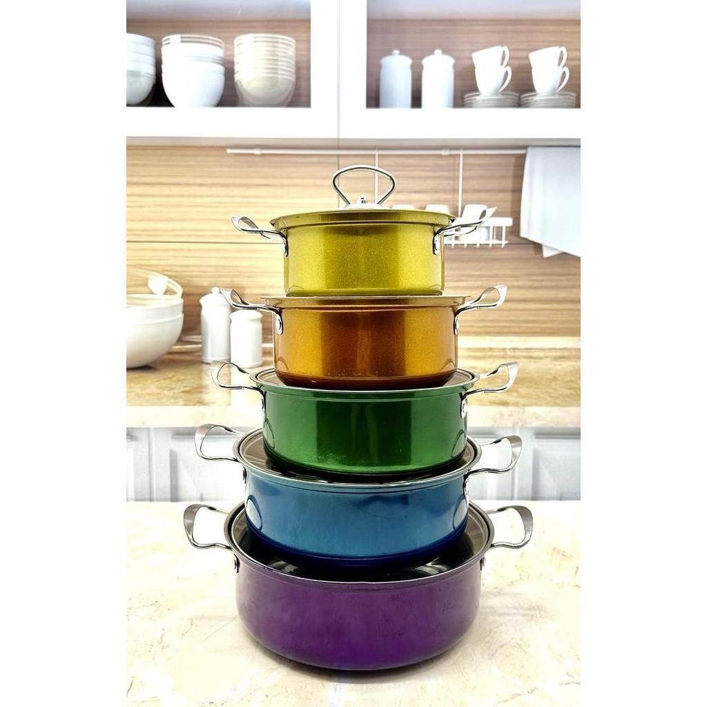 KUSUMORO Panci set Colorfull 10 Pcs Stainless