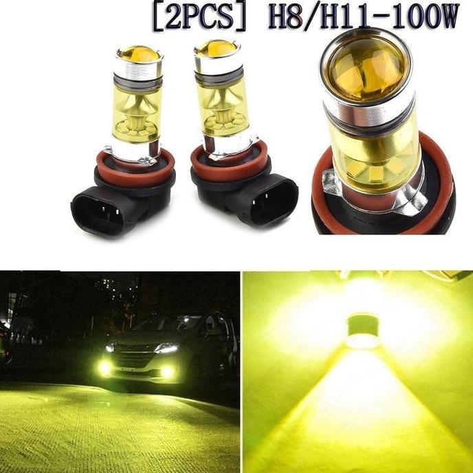 CHICKLEP 2Pcs Lampu Kabut Led H11 H8 4300K 100W 1500LM Super Terang Warna Kuning PUITH Lampu Led Sup