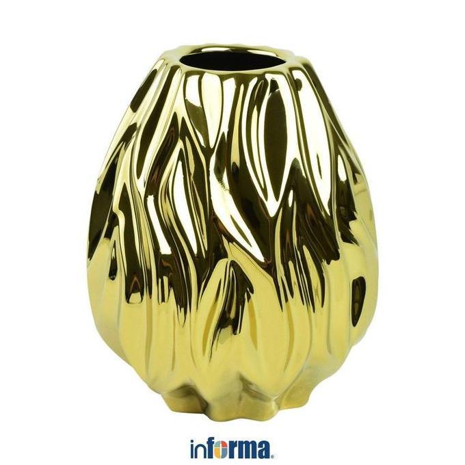 INFORMA VAS KERAMIK 20 CM FLAMING - GOLD POT BUNGA PAJANGAN RUMAH DEKORASI RUANGAN WADAH BUNGA TEMPA