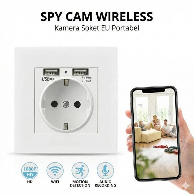 Teknobi Spy Kamera Cam CCTV Mini Wireless Teknobi colokan bulat Cctv Kecil pantau lewat hp