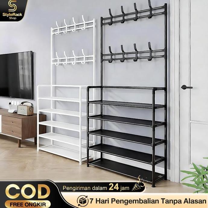 Rak Sepatu Penyimpanan Serbaguna Stand Hanger /Rak Baju Gantungan /Rak Jemuran Baju Hanger Tas Topi 