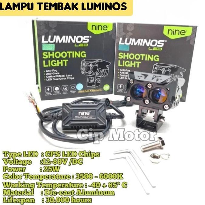 Lampu Luminos Q6 Original Lampu Tembak Double Lensa Putih Kuning 1 Pc