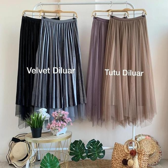 Rok Tutu Maxi Velvet Bolak Balik Premium Import