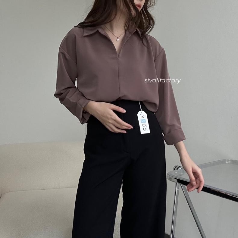 Bf888S Sivali Minji Shirt | Basic Loose Office Shirt - Kemeja Wanita Kantor Atasan Baju Anti Kusut |