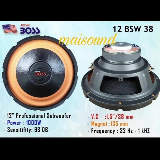 TERBARU SPEAKER SUBWOOFER AMERICAN BOSS 12 BSW 38 12 INCH 12BSW38 12 BSW38