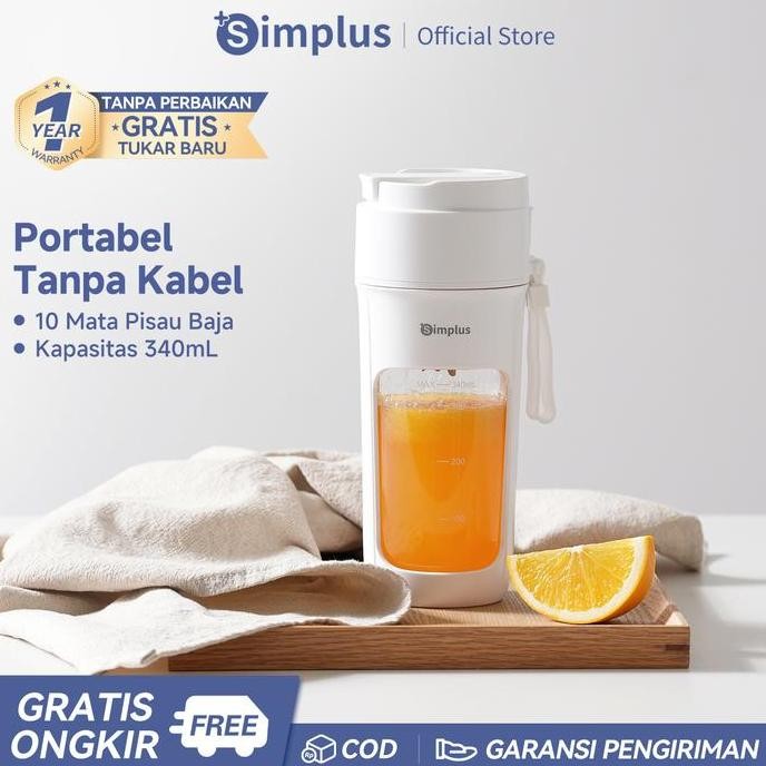 SUPER DEALSSimplus Blender Portabel 340ml Juicer Multifungsi Gelas Siap Minum 10 Set Mata Pisau Jus 
