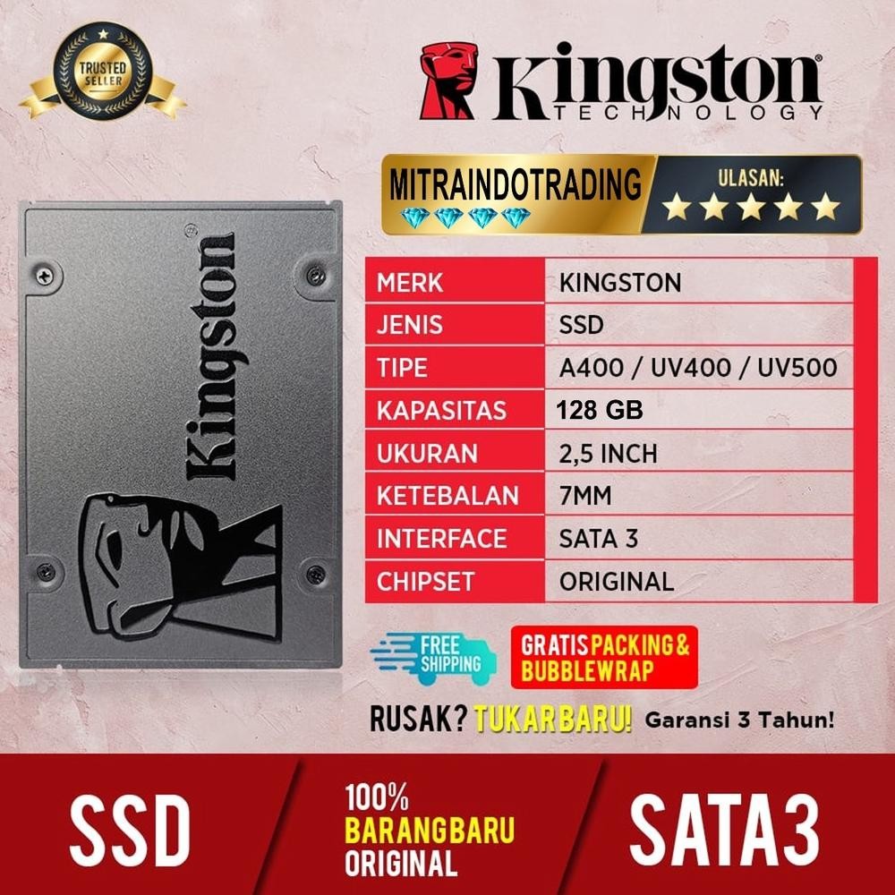SSD KINGSTON 128GB SATA 2.5" GARANSI 3 TAHUN
