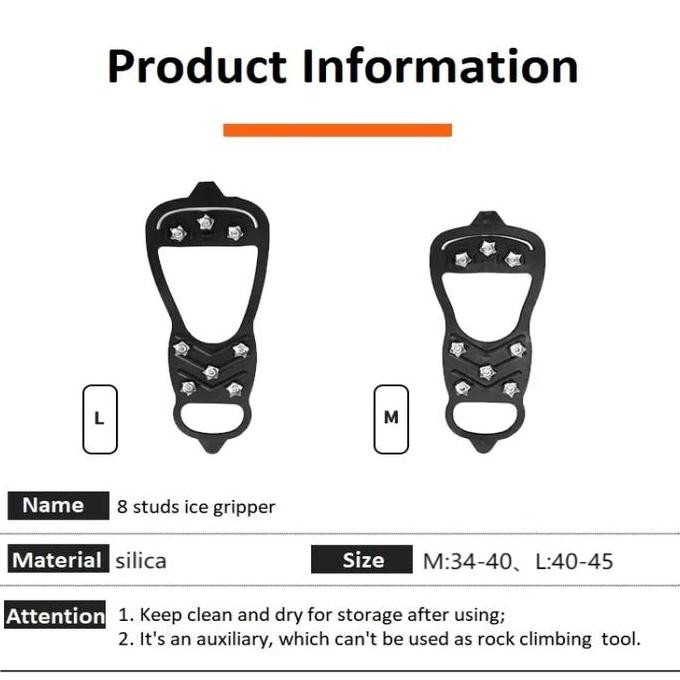BECQUEREL- 2pcs Alas Sepatu Mendaki Alas Sepatu Paku Anti Slip 8 Gigi Alas Sepatu Salju Untuk Berjal