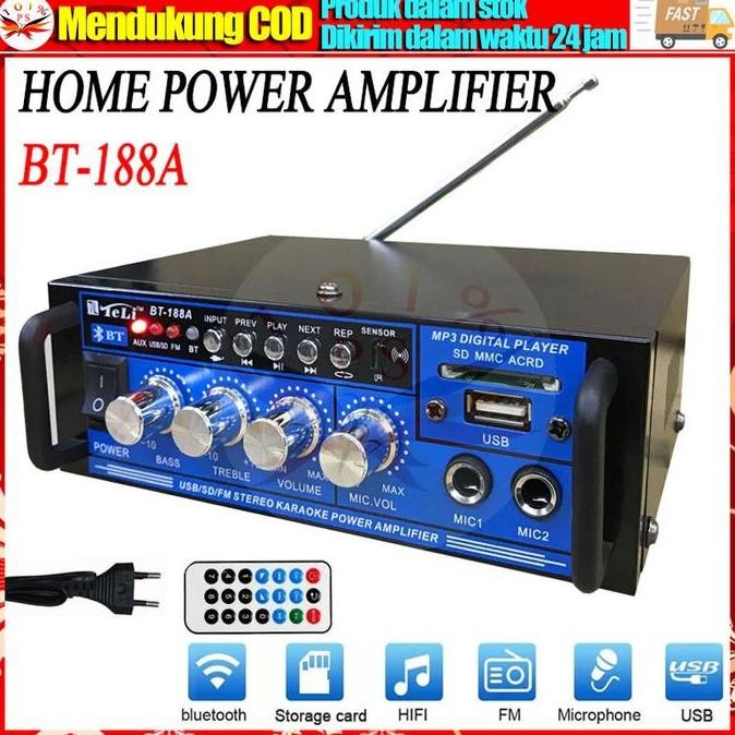 SINISTER- Amplifier Mini Bluetooth BT-188A Power Amplifier Bluetooth EQ Audio Karaoke Home Theater F