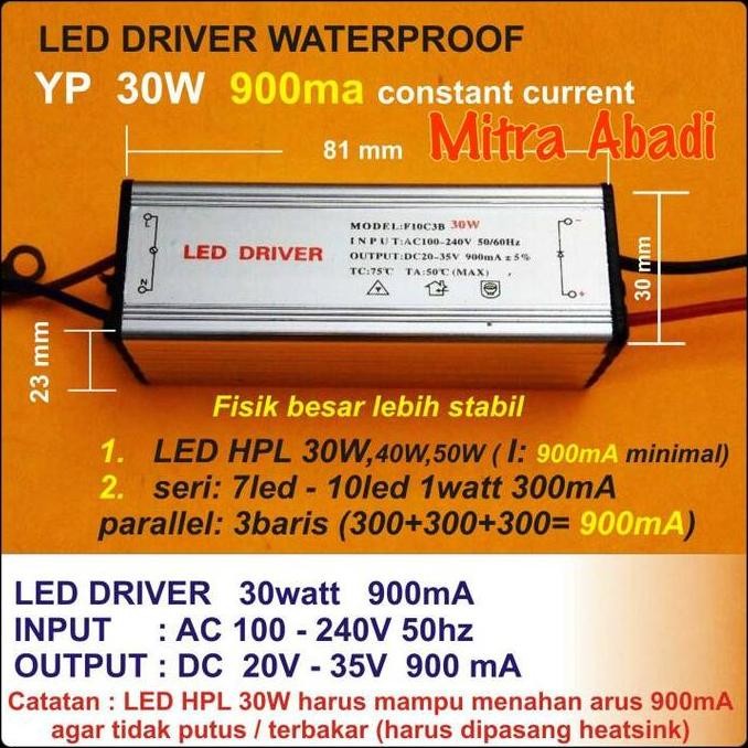 FUSHIGURO- LED Driver 30 Watt 900 mA Casing Besi