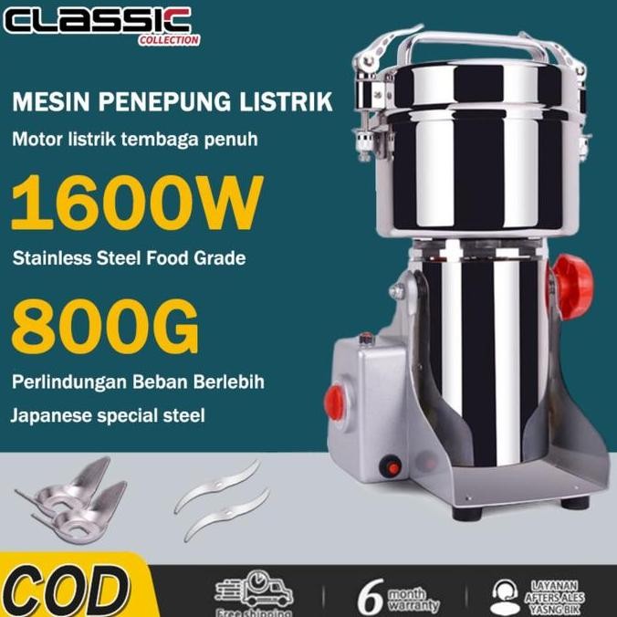 FUSHIGURO- 800G Mesin bubuk tepung Mesin Giling Listrik Penggiling kopi Grinder Elektrik Grinder Her