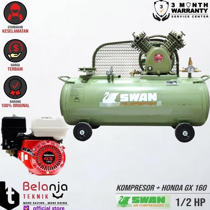 JINICHI- Swan Mesin Kompresor Angin 0.5 Hp Honda Gx 160 5.5 Hp Air Compressor