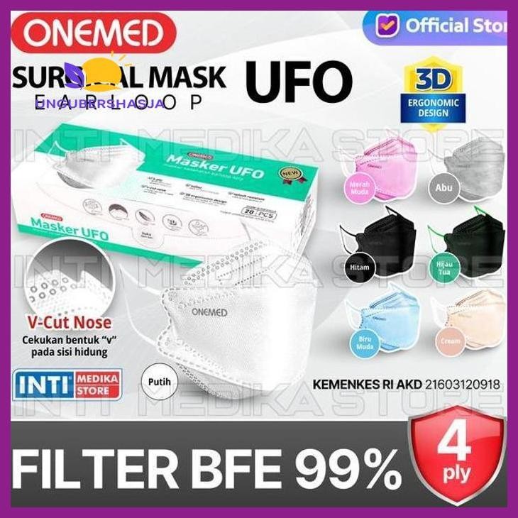 (ORIGINAL) MASKER 3D 4 PLY SURGICAL EARLOOP UFO |MODEL SENSI CONVEX KF94 KESEHATAN PERLENGKAPAN MEDI