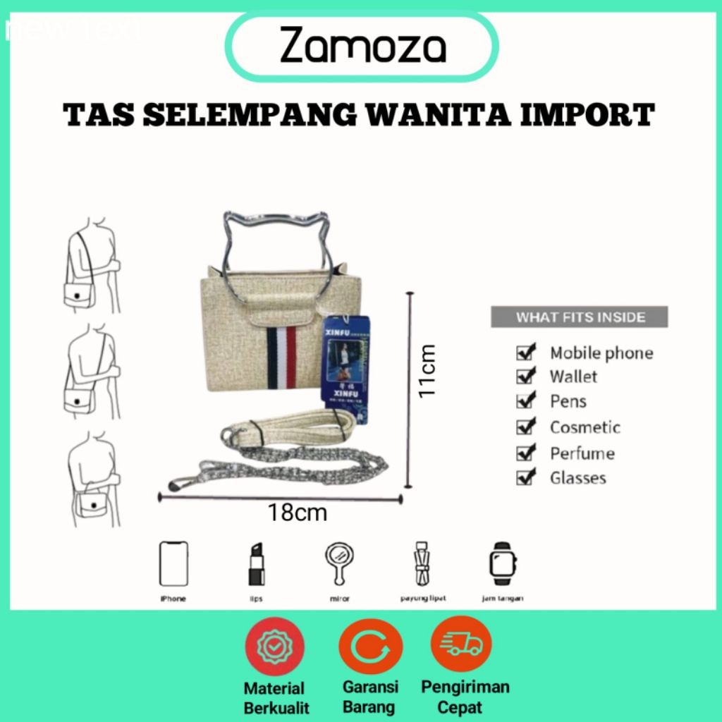 Tas Wanita Import / Tas Selempang/ HandBag Wanita Unik Lucu Mewah Cream