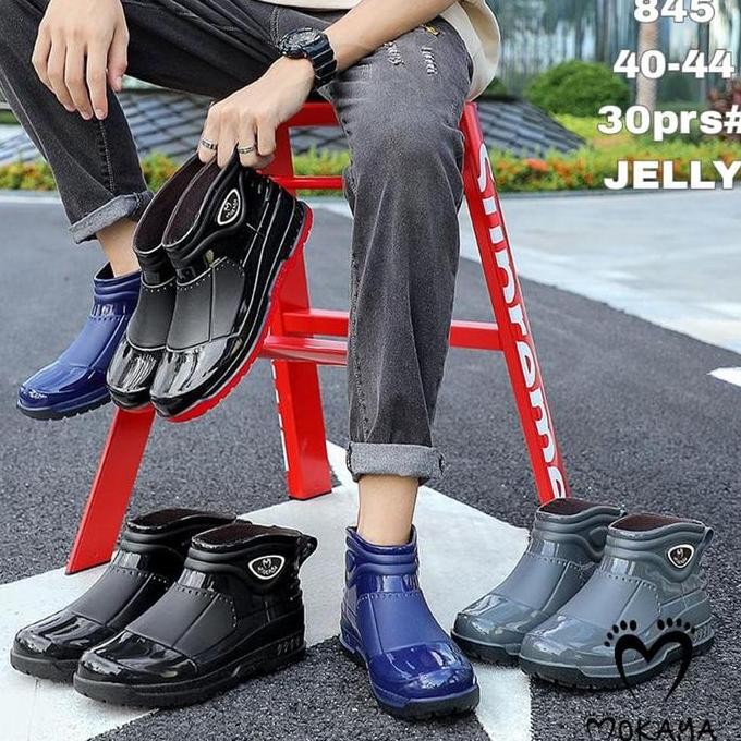 TERBARUU SEPATU BOOT PRIA KARET PENDEK MOTIF GARIS MOKAYA ANTI SLIP