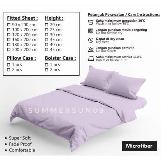 SPREI POLOS / 120 / 140 /160 / 180 / 200 /  PREMIUM QUALITY / BTS / CUSTOM UKURAN / LYLAC / SOFT PIN