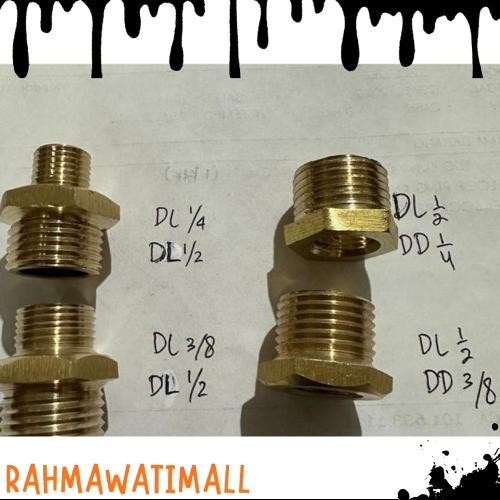 COD Verlop Ring 1/2" x 1/4" Kuningan Verlop Ring 1/2" x 3/8" Kuningan doble nepel kuningan