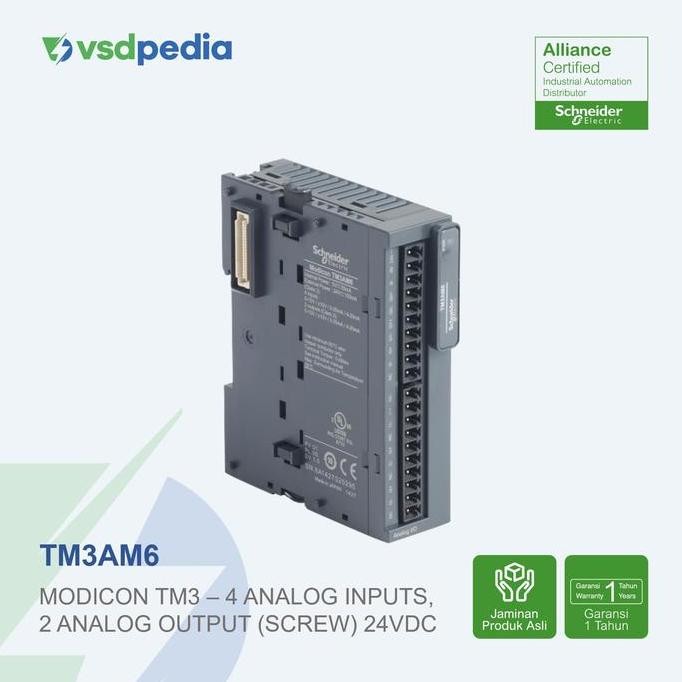 Promo SCHNEIDER EXPANSION MODULE PLC MODICON TM3 ANALOG I/O MODUL 24VDC - 4 ANALOG INPUT 2 ANALOG OU