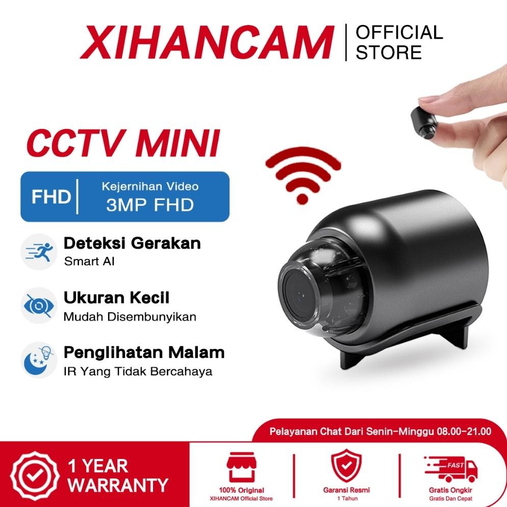 XIHANCAM Smart Spy Kamera Wifi 3MP CCTV Mini Tersembunyi Kamera Pengintai Mini CCTV Kecil Wifi Jarak