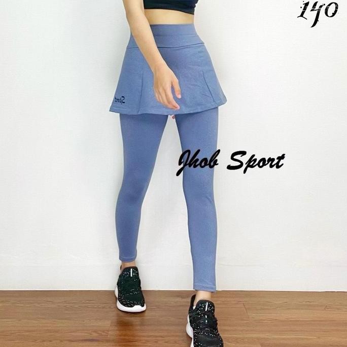 DB53>> Celana Legging Rok Senam Wanita Polos/Legging Rok Panjang/Legging Senam Muslimah/Celana Senam