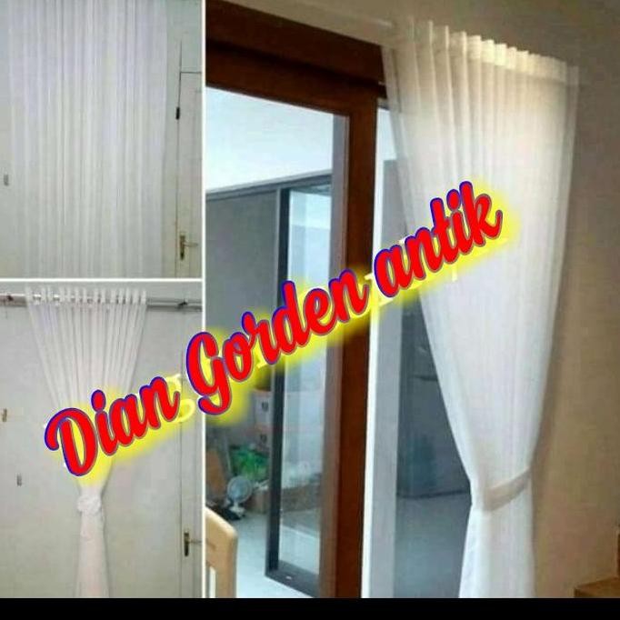 vitrase gorden jendela model lubang ring Tirai Dalaman putih polos Hordeng pintu Murah