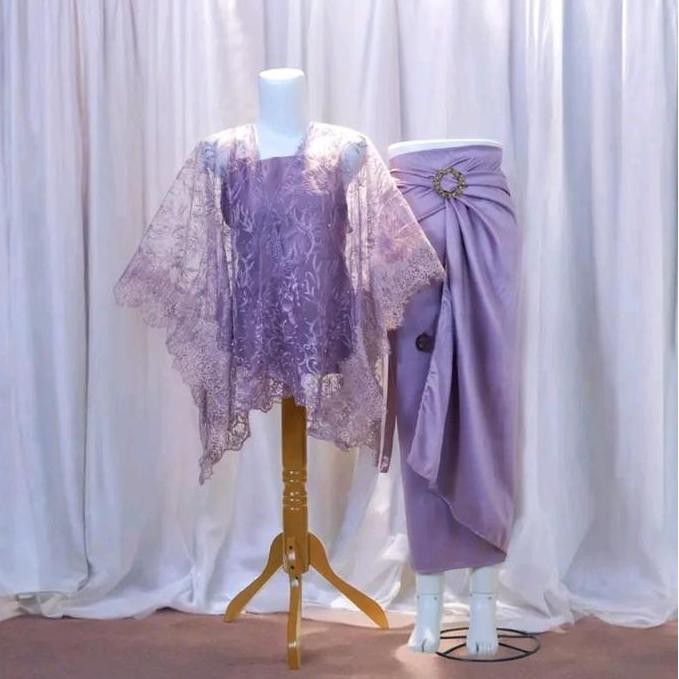 DE108 >> set rok lilit polos outer cardingan kebaya / rok lilit polos outer brukat kebaya kekinian