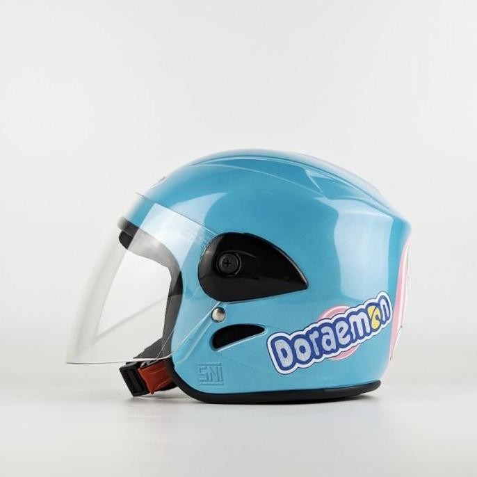 Helm Motor Anak Kecil Kids Helmet Usia 3 4 5 6 Tahun SNI Doraemon Biru
